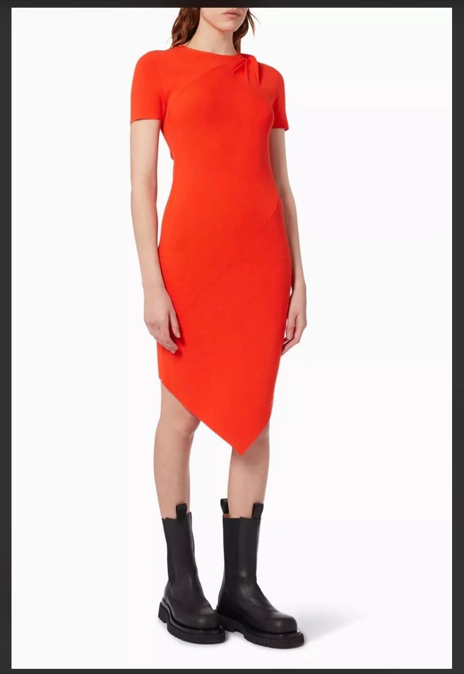 Helmut Lang orange twisted asymmetrical dress orange small